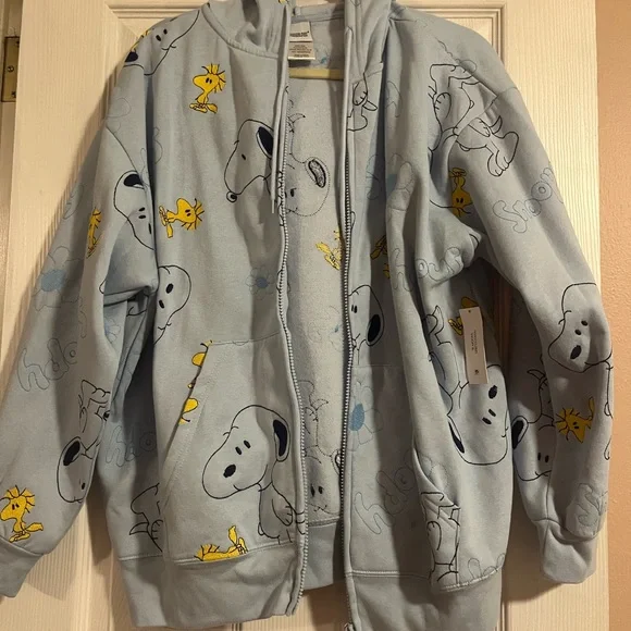 Peanuts Light Blue Zip-Up Hoodie - Picture 2 of 3
